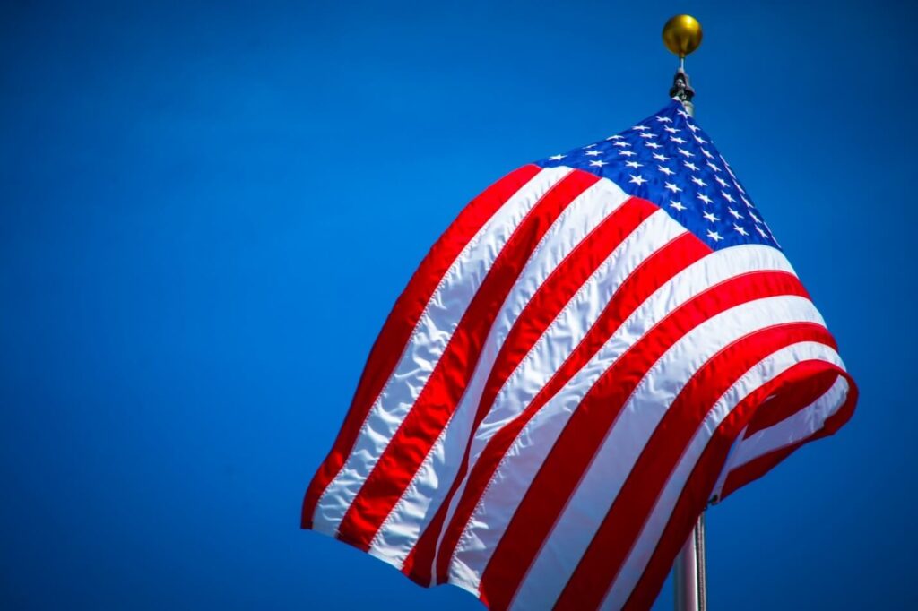 An American flag on a pole